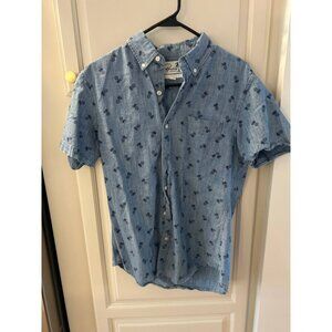 Bonobos Men' M Light Blue Pineapple Print Short Sleeve Button-Down Shirt